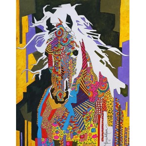 Aayesha Noor, 18 x 24 Inch, Oil on Canvas, Horse Painting, AC-AYNR-010